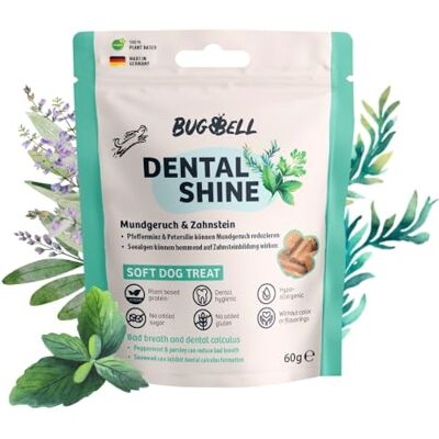 BugBell Dental Sticks voor honden 60 g, slechte adem & tandsteen, peterselie, pepermunt, natriumhexametafosfaat, bruine algen, groene thee, gemalen BugBell Dental Sticks voor honden 60 g, slechte adem & tandsteen, peterselie, pepermunt, natriumhexametafosfaat, bruine algen, groene thee, gemalen