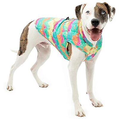 Kurgo Loft hondenjas, omkeerbare winterjas voor honden, reflecterende hondenjas, waterdichte hondenjas voor kleine, middelgrote en grote huisdieren (aquarel streep, L) Kurgo Loft hondenjas, omkeerbare winterjas voor honden, reflecterende hondenjas, waterdichte hondenjas voor kleine, middelgrote en grote huisdieren (aquarel streep, L)
