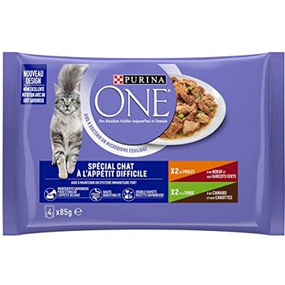 PURINA ONE One speciaal voer voor katten met eetlust, rundvlees, kip, eend en kalkoen, 340 g PURINA ONE One speciaal voer voor katten met eetlust, rundvlees, kip, eend en kalkoen, 340 g