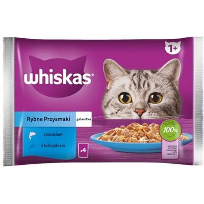 Whiskas Kattenmaaltijd – 52 versheidszakjes (13 verpakkingen van 4 x 85 g) – favoriete vis (2 soorten) – voer voor volwassen katten in gelei – compleet natvoer ook geschikt voor gesteriliseerde katten Whiskas Kattenmaaltijd – 52 versheidszakjes (13 verpakkingen van 4 x 85 g) – favoriete vis (2 soorten) – voer voor volwassen katten in gelei – compleet natvoer ook geschikt voor gesteriliseerde katten