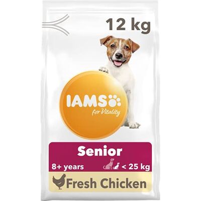 IAMS Senior drooghondenvoer met kip droogvoer voor oudere honden vanaf 8 jaar, geschikt voor kleine en middelgrote honden, 12 kg IAMS Senior drooghondenvoer met kip droogvoer voor oudere honden vanaf 8 jaar, geschikt voor kleine en middelgrote honden, 12 kg