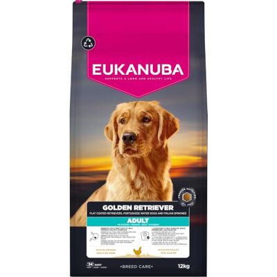 Eukanuba Breed Care Golden Retriever Droogvoer, 12 kg Premium hondenvoer met verse kip optimaal op het ras afgestemd voer met L-carnitine ter bevordering van vetverbranding Eukanuba Breed Care Golden Retriever Droogvoer, 12 kg Premium hondenvoer met verse kip optimaal op het ras afgestemd voer met L-carnitine ter bevordering van vetverbranding