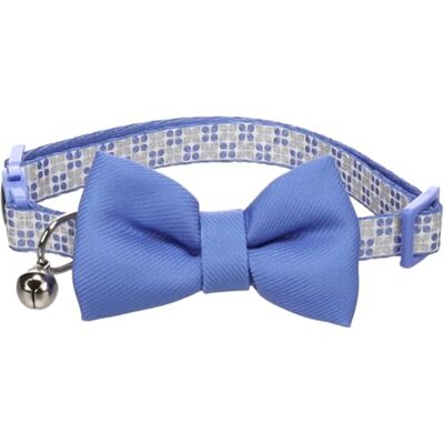 Flamingo Kat Halsband met strik Casi Blauw 20-35cm 10mm Flamingo Kat Halsband met strik Casi Blauw 20-35cm 10mm
