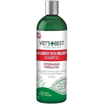 Vet's Best Allergie Jeukverlichtende hondenshampoo, Reinigt en verlicht ongemak Van seizoensgebonden allergieën, Zachte Formule 500ml Vet's Best Allergie Jeukverlichtende hondenshampoo, Reinigt en verlicht ongemak Van seizoensgebonden allergieën, Zachte Formule 500ml