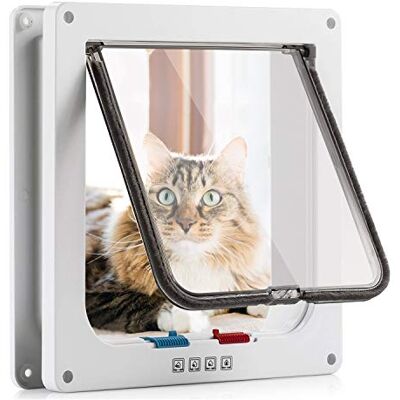 Sailnovo Kattenluik hondenluik maat S 4-voudige magnetische sluiting voor katten en kleine honden hondendeur kattendeur huisdierluik wit Sailnovo Kattenluik hondenluik maat S 4-voudige magnetische sluiting voor katten en kleine honden hondendeur kattendeur huisdierluik wit