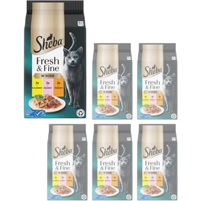 Sheba Portiezakje voor katten, natvoer multipack, Fresh & Fine in saus met kip en zalm, MSC, 6 x 6 x 50 g, prachtige maaltijden voor katten in saus Sheba Portiezakje voor katten, natvoer multipack, Fresh & Fine in saus met kip en zalm, MSC, 6 x 6 x 50 g, prachtige maaltijden voor katten in saus