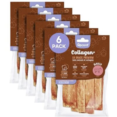 Record Premium crackers snack voor honden collageen + smaak rundvlees met hoge eiwitwaarde kauwen voor collageen rijke honden zonder kleurstoffen 6 zakjes Record Premium crackers snack voor honden collageen + smaak rundvlees met hoge eiwitwaarde kauwen voor collageen rijke honden zonder kleurstoffen 6 zakjes