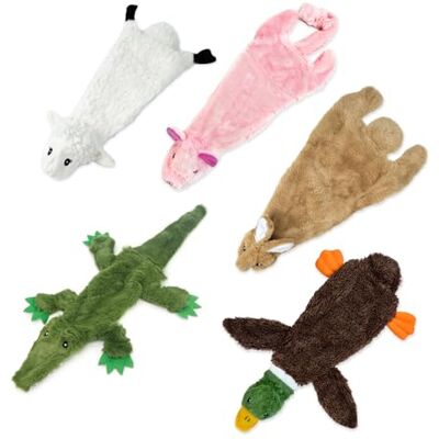 Best Pet Supplies 2-in-1 vulloos, piepend hondenspeelgoed met zachte, duurzame stof, geen vulling voor binnen spelen, bevat een plastic fles groot (haas, schapen, koe, varken, pinguïn) Best Pet Supplies 2-in-1 vulloos, piepend hondenspeelgoed met zachte, duurzame stof, geen vulling voor binnen spelen, bevat een plastic fles groot (haas, schapen, koe, varken, pinguïn)