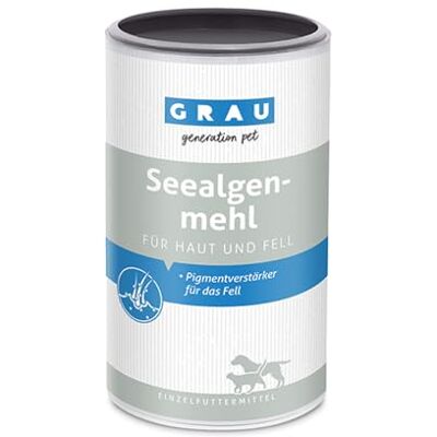 Grau het origineel 100% zuiver zeewiermeel, voor vachtpigmentatie, voor een dikke & glanzende vacht, 1 verpakking (1 x 800 g), aanvullend diervoeder voor honden & katten Grau het origineel 100% zuiver zeewiermeel, voor vachtpigmentatie, voor een dikke & glanzende vacht, 1 verpakking (1 x 800 g), aanvullend diervoeder voor honden & katten