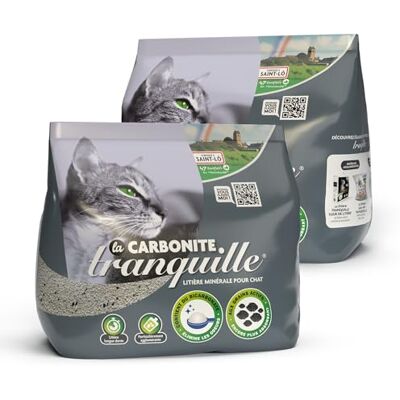 Tranquille Kattenbakvulling, klonterend, mineraal, carboniet, 8 liter, 2 stuks Tranquille Kattenbakvulling, klonterend, mineraal, carboniet, 8 liter, 2 stuks