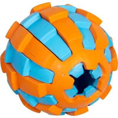 JACK AND VANILLA , Interactieve snackbal voor honden, niet giftig en duurzaam, aantrekkelijk design, Ø 7,8 cm, kleuren lichtblauw en oranje, ideaal voor kleine en middelgrote honden, model rubber JACK AND VANILLA , Interactieve snackbal voor honden, niet giftig en duurzaam, aantrekkelijk design, Ø 7,8 cm, kleuren lichtblauw en oranje, ideaal voor kleine en middelgrote honden, model rubber