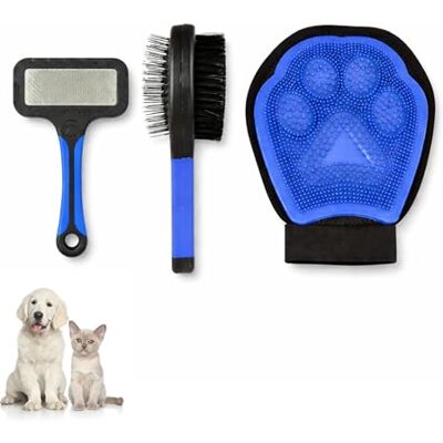 PARENCE . 3-delige trimsalonkit voor honden en katten dubbelzijdige borstel, ontwarren en siliconen handschoen voor trimmen trimmingkit PARENCE . 3-delige trimsalonkit voor honden en katten dubbelzijdige borstel, ontwarren en siliconen handschoen voor trimmen trimmingkit