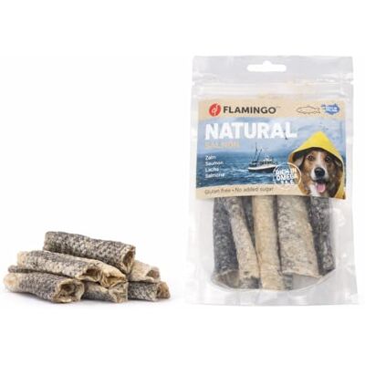 Flamingo Hondensnack – Nature Snack Zalmhuid Lang – 50 g – Rijk aan Omega 3 & 6 – Gezonde vissnack – Zonder toevoegingen – Flamingo Hondensnack – Nature Snack Zalmhuid Lang – 50 g – Rijk aan Omega 3 & 6 – Gezonde vissnack – Zonder toevoegingen –