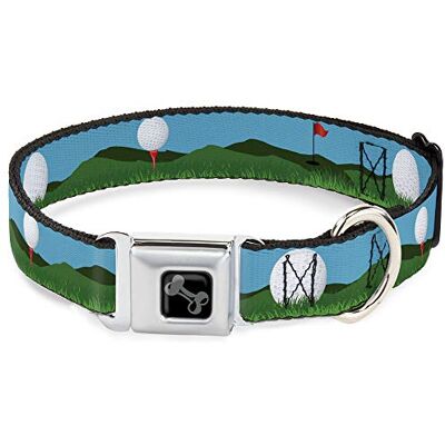 Buckle-Down Buckle Down Veiligheidsgordel gesp hondenhalsband golfbaan/ballen/gaten blauw/groen Buckle-Down Buckle Down Veiligheidsgordel gesp hondenhalsband golfbaan/ballen/gaten blauw/groen