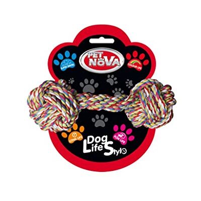 Pet Nova Hantel gemaakt van katoenen koord 17cm 6x17cm Superdental bijtring reiniging tanden gewicht 120-130g, ROPE-DUMBBEL-17CM Pet Nova Hantel gemaakt van katoenen koord 17cm 6x17cm Superdental bijtring reiniging tanden gewicht 120-130g, ROPE-DUMBBEL-17CM