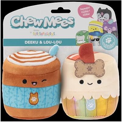 Squishmallows Chewmees 3,5 inch Deeku Pup Latte + Lou-Lou Bacon Cupcake Chew Mees Huisdier speelgoed van Original Pet Toy 2 stuks Squishmallows Chewmees 3,5 inch Deeku Pup Latte + Lou-Lou Bacon Cupcake Chew Mees Huisdier speelgoed van Original Pet Toy 2 stuks