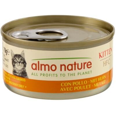 almo nature HFC Kitten Complete voeding voor kattenjongens, natvoer met kip, verpakking van 24 stuks (24 x 70 g) almo nature HFC Kitten Complete voeding voor kattenjongens, natvoer met kip, verpakking van 24 stuks (24 x 70 g)