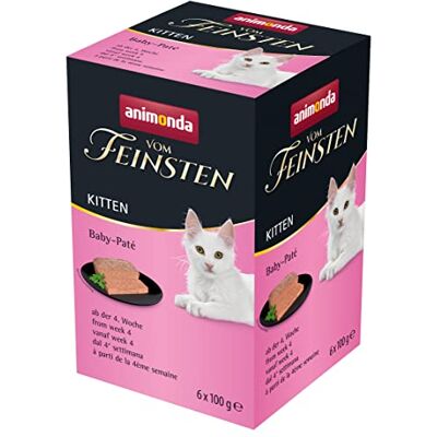animonda Vom Feinsten Kitten Natvoer voor groeiende katten in het eerste levensjaar, met babypaté, 6 x 100 g animonda Vom Feinsten Kitten Natvoer voor groeiende katten in het eerste levensjaar, met babypaté, 6 x 100 g