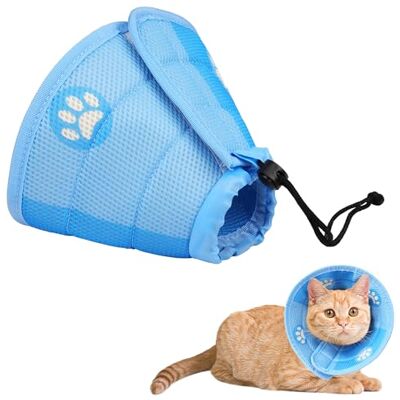 Heatail Halsband voor katten, verstelbaar, voorkomt het likken van wonden, spits toelopende beschermende halsband voor katten en puppy's (M) Heatail Halsband voor katten, verstelbaar, voorkomt het likken van wonden, spits toelopende beschermende halsband voor katten en puppy's (M)