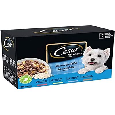Cesar Maaltijden voor oudere honden, 48 versheidszakjes (4 verpakkingen van 12 x 100 g) – voer voor honden van gelei – rundvlees/kip/lam/kalkoen – compleet en uitgebalanceerd voer met Cesar Maaltijden voor oudere honden, 48 versheidszakjes (4 verpakkingen van 12 x 100 g) – voer voor honden van gelei – rundvlees/kip/lam/kalkoen – compleet en uitgebalanceerd voer met