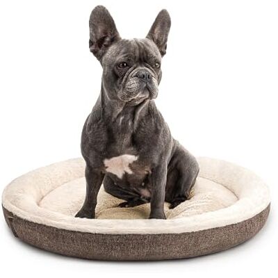lionto Hondenmandje rond in donutvorm, Ø 65 cm, huisdierenkussen voor honden & katten met wasbare hoes & anti-slip noppen, knus hondenbed van Oxford-linnen & pluche, Bruin lionto Hondenmandje rond in donutvorm, Ø 65 cm, huisdierenkussen voor honden & katten met wasbare hoes & anti-slip noppen, knus hondenbed van Oxford-linnen & pluche, Bruin