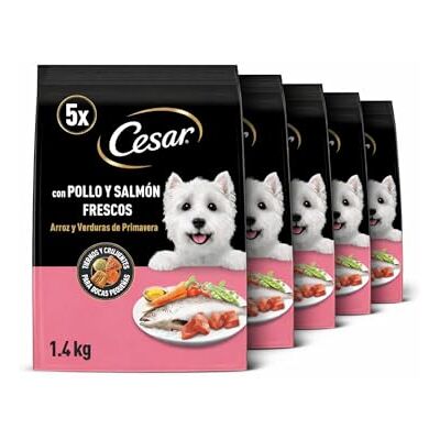 Cesar Cibo Secco per Cani Adulti met verse kip, zalm en groenten, 5 confettioni à 1,4 kg Cesar Cibo Secco per Cani Adulti met verse kip, zalm en groenten, 5 confettioni à 1,4 kg