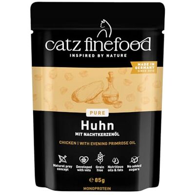 Catz finefood Purrrrr N° 103 Kip kattenvoer nat Gourmet natvoer voor je kat zonder suiker en granen, glutenvrij en monoproteïne met een hoog vleesgehalte (zak van 24 x 85 g) Catz finefood Purrrrr N° 103 Kip kattenvoer nat Gourmet natvoer voor je kat zonder suiker en granen, glutenvrij en monoproteïne met een hoog vleesgehalte (zak van 24 x 85 g)