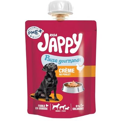 Riga Jappy kipcrème – lekkernijen voor honden – likkrème – vochtige traktatie – rijk aan kip – zonder kleurstoffen – vetarm – ideale beloning – maxi-verpakking – 90 g Riga Jappy kipcrème – lekkernijen voor honden – likkrème – vochtige traktatie – rijk aan kip – zonder kleurstoffen – vetarm – ideale beloning – maxi-verpakking – 90 g