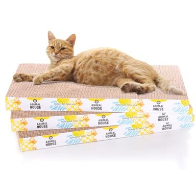 Animal House Krabpaal voor katten van karton, 3-delig, voor het plezier van je kattenvrienden, 2 lagen omkeerbaar (recht, 3) Animal House Krabpaal voor katten van karton, 3-delig, voor het plezier van je kattenvrienden, 2 lagen omkeerbaar (recht, 3)