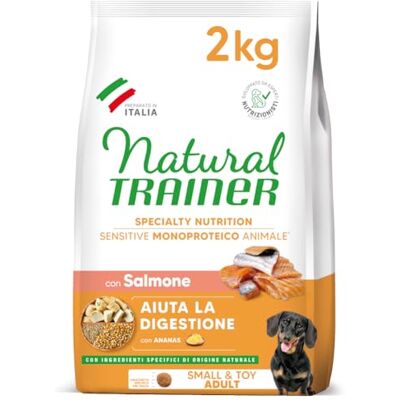 Trainer Natural Sensitive No Gluten Hondenvoer Small & Toy Puppy & Junior met zalm en granen 2 kg Trainer Natural Sensitive No Gluten Hondenvoer Small & Toy Puppy & Junior met zalm en granen 2 kg