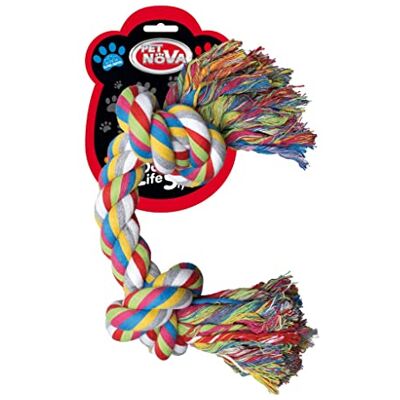 Pet Nova Katoenen koord 40cm Superdental bijtring reiniging tanden gewicht 440-460g, ROPE-2KNOT-40CM Pet Nova Katoenen koord 40cm Superdental bijtring reiniging tanden gewicht 440-460g, ROPE-2KNOT-40CM