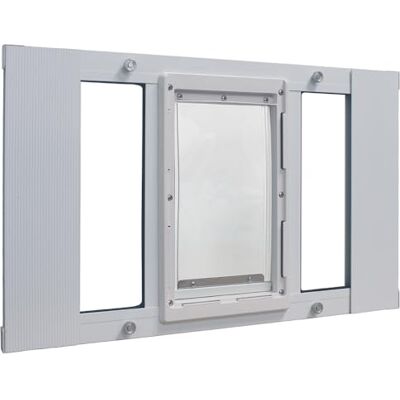 Ideal Pet Products Ideale huisdierproducten aluminium sjerp raam huisdierdeur, verstelbaar om raambreedtes van 27 inch tot 32 inch te passen, medium 7 "x 11-1/4" flapgrootte Ideal Pet Products Ideale huisdierproducten aluminium sjerp raam huisdierdeur, verstelbaar om raambreedtes van 27 inch tot 32 inch te passen, medium 7 "x 11-1/4" flapgrootte