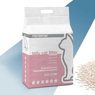 PORTENTUM Tofu Kattenbakvulling zonder geur, 2,7 kg bindmiddel voor katten met geurcontrole en eenvoudige reiniging, plantaardige pellets die niet plakken en de kattenbak schoon houden PORTENTUM Tofu Kattenbakvulling zonder geur, 2,7 kg bindmiddel voor katten met geurcontrole en eenvoudige reiniging, plantaardige pellets die niet plakken en de kattenbak schoon houden