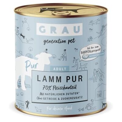 Grau Original Natvoer voor honden, puur lam (zakje), graanvrij, monoproteïne, voor volwassen honden, 6 x 400 g Grau Original Natvoer voor honden, puur lam (zakje), graanvrij, monoproteïne, voor volwassen honden, 6 x 400 g