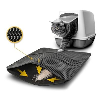 lionto Kattenbakmat voor kattenbak met anti-slip coating, 61 x 38 x 1,3 cm, waterdichte en gemakkelijk te reinigen, effectieve opname van kattenbakvulling in honingraat-design, zwart lionto Kattenbakmat voor kattenbak met anti-slip coating, 61 x 38 x 1,3 cm, waterdichte en gemakkelijk te reinigen, effectieve opname van kattenbakvulling in honingraat-design, zwart
