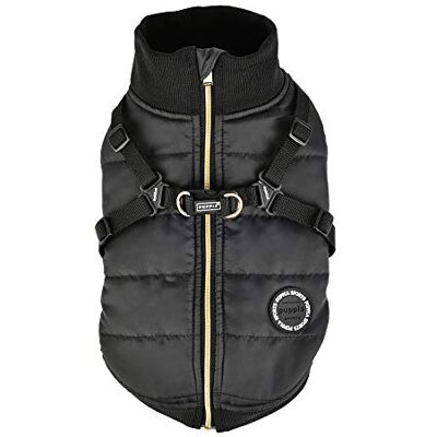 Puppia Hondenjassen voor kleine en middelgrote honden waterdichte hondenjas met harnas gevoerd met fleece voor aangename warmte, zwart Puppia Hondenjassen voor kleine en middelgrote honden waterdichte hondenjas met harnas gevoerd met fleece voor aangename warmte, zwart