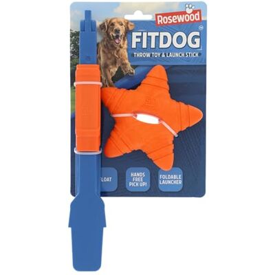 Rosewood FitDog Star met werpvoorziening, robuust hondenspeelgoed om te kauwen, apporteren en werpen, drijvend en springend, compacte step-launcher voor land en water Rosewood FitDog Star met werpvoorziening, robuust hondenspeelgoed om te kauwen, apporteren en werpen, drijvend en springend, compacte step-launcher voor land en water