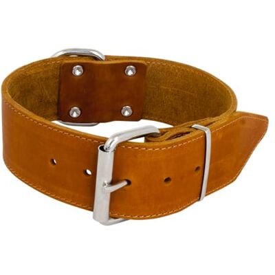 JACK AND VANILLA , Brede hondenhalsband, model vet leer, kleur cognac, afmeting 40 mm x 50 cm JACK AND VANILLA , Brede hondenhalsband, model vet leer, kleur cognac, afmeting 40 mm x 50 cm
