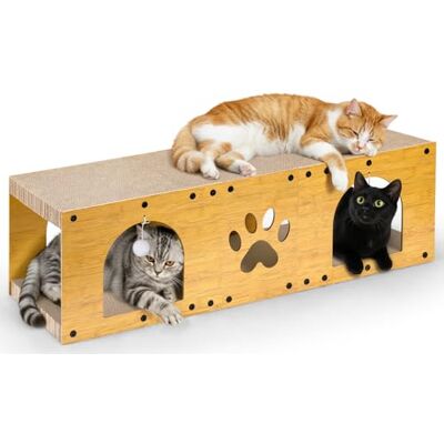 Gimars Krabpaal voor Katten 100x30x30 cm, Kartonnen Huis met Speelbal, Krabplank en Krabmat, Meubelbescherming, Geschikt voor Meerdere Katten Gimars Krabpaal voor Katten 100x30x30 cm, Kartonnen Huis met Speelbal, Krabplank en Krabmat, Meubelbescherming, Geschikt voor Meerdere Katten
