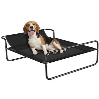 PawHut Verhoogd bed voor honden katten met hoofdsteun 106x81x33cm Zwart Kampeerbed voor honden/katten, micro-geperforeerde Textilene stof, binnen/buiten PawHut Verhoogd bed voor honden katten met hoofdsteun 106x81x33cm Zwart Kampeerbed voor honden/katten, micro-geperforeerde Textilene stof, binnen/buiten