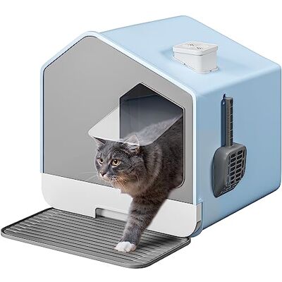 YITAHOME Kattenbak met deksel, hutontwerp, ingesloten grote kattenbak met capuchon, diep kattentoilet met lade, pan, kattenbakvulling, geurfilter, hoogzijdig kattenbakhuis (blauw) YITAHOME Kattenbak met deksel, hutontwerp, ingesloten grote kattenbak met capuchon, diep kattentoilet met lade, pan, kattenbakvulling, geurfilter, hoogzijdig kattenbakhuis (blauw)