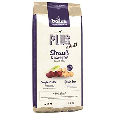 Bosch HPC Plus+ Honden Voer, Struisvogel- en Aardappelvoeding, Droog, voor Volwassen Honden, Single Proteïne, Grain Free, 1 x 12,5 kg Bosch HPC Plus+ Honden Voer, Struisvogel- en Aardappelvoeding, Droog, voor Volwassen Honden, Single Proteïne, Grain Free, 1 x 12,5 kg