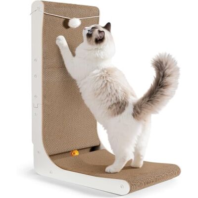 Gimars Verdikte L-vorm 68cm Kartonnen Kat Krabpaal met Bell Ball, Kat Krabplank Muur Gemonteerd, Kat Scratch Pad Speelgoed voor het Beschermen van Meubels Gimars Verdikte L-vorm 68cm Kartonnen Kat Krabpaal met Bell Ball, Kat Krabplank Muur Gemonteerd, Kat Scratch Pad Speelgoed voor het Beschermen van Meubels