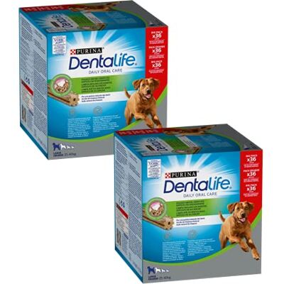 Purina DENTALIFE Daily Oral Care Snack voor mondhygiëne voor honden en volwassenen, groot formaat, 2 verpakkingen met 36 sticks Purina DENTALIFE Daily Oral Care Snack voor mondhygiëne voor honden en volwassenen, groot formaat, 2 verpakkingen met 36 sticks
