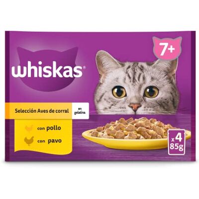 Whiskas Natvoer voor katten, Senior vogelkeuze, 4 x 85 g Whiskas Natvoer voor katten, Senior vogelkeuze, 4 x 85 g