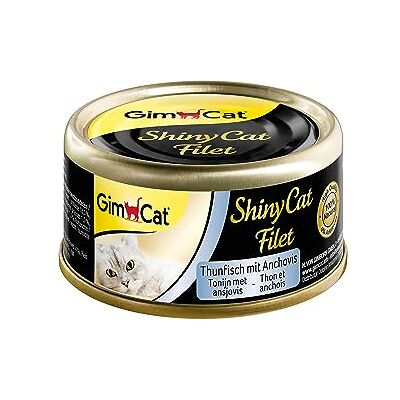 GimCat ShinyCat Filet tonijn met ansjovis Kattenvoer met malse filet zonder toegevoegde suikers, voor volwassen katten 24 blikken (24 x 70 g) GimCat ShinyCat Filet tonijn met ansjovis Kattenvoer met malse filet zonder toegevoegde suikers, voor volwassen katten 24 blikken (24 x 70 g)
