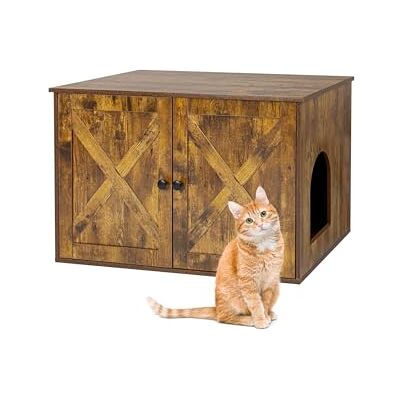 Relaxdays kattenkast met scheidingswand en ingang, 50x80x53cm, donkerbruin Relaxdays kattenkast met scheidingswand en ingang, 50x80x53cm, donkerbruin