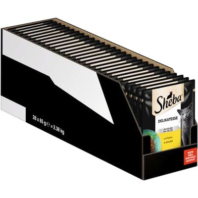 Sheba Delikatesse natvoer voor katten in portiezak met kip in gelei 28 x 85 g Sheba Delikatesse natvoer voor katten in portiezak met kip in gelei 28 x 85 g