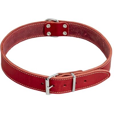 JACK AND VANILLA , Hondenhalsband, model vet leer, kleur rood, maat 30 mm x 75 cm JACK AND VANILLA , Hondenhalsband, model vet leer, kleur rood, maat 30 mm x 75 cm