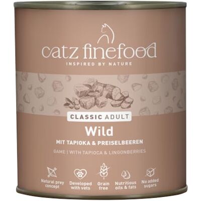 Catz finefood N ° 9 Wild Feinkost nat kattenvoer, verfijnd met aardappel & cranberry, 6 blikken van 800 g Catz finefood N ° 9 Wild Feinkost nat kattenvoer, verfijnd met aardappel & cranberry, 6 blikken van 800 g